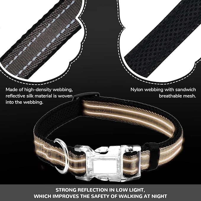 Reflective Dog Collar for Large Dogs Mesh Padded Large Dog Collar, Adjustable Pet Collar with Quick Release Buckle, Durable Breathable &Fade Resistant-Grey