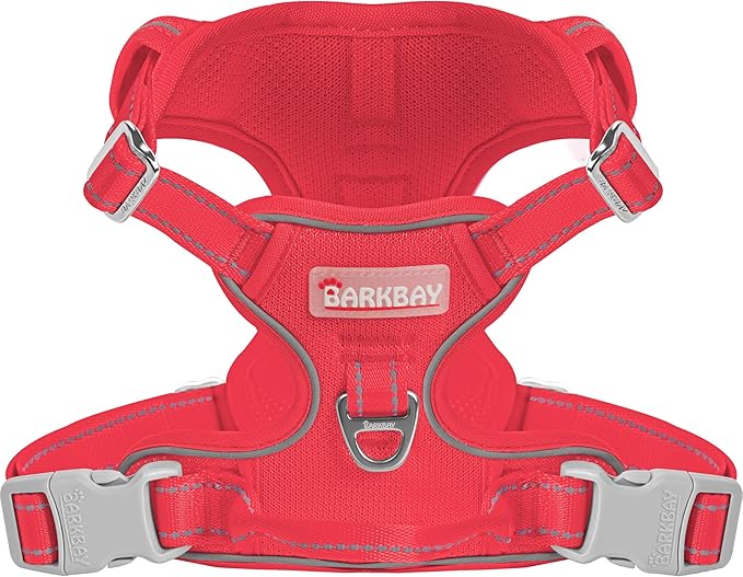 BARKBAY Dog Harness No Pull Mesh for Small Dogs - Adjustable, Reflective, Comfortable, No Choke, Heavy-Duty - Perfect for Outdoor Training, Walking, and Hiking - Strong & Durable - XS & Red Mesh
