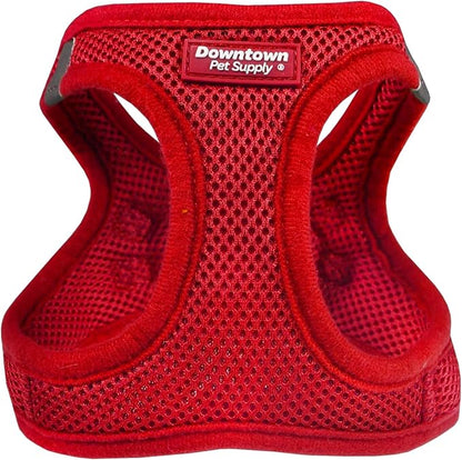 Downtown Pet Supply Step-in Dog Harness – No Pull, Adjustable Padded Mesh with Reflective Trim, Secure Buckle Strap – Comfortable & Breathable Small Dog Harness, Medium, Red