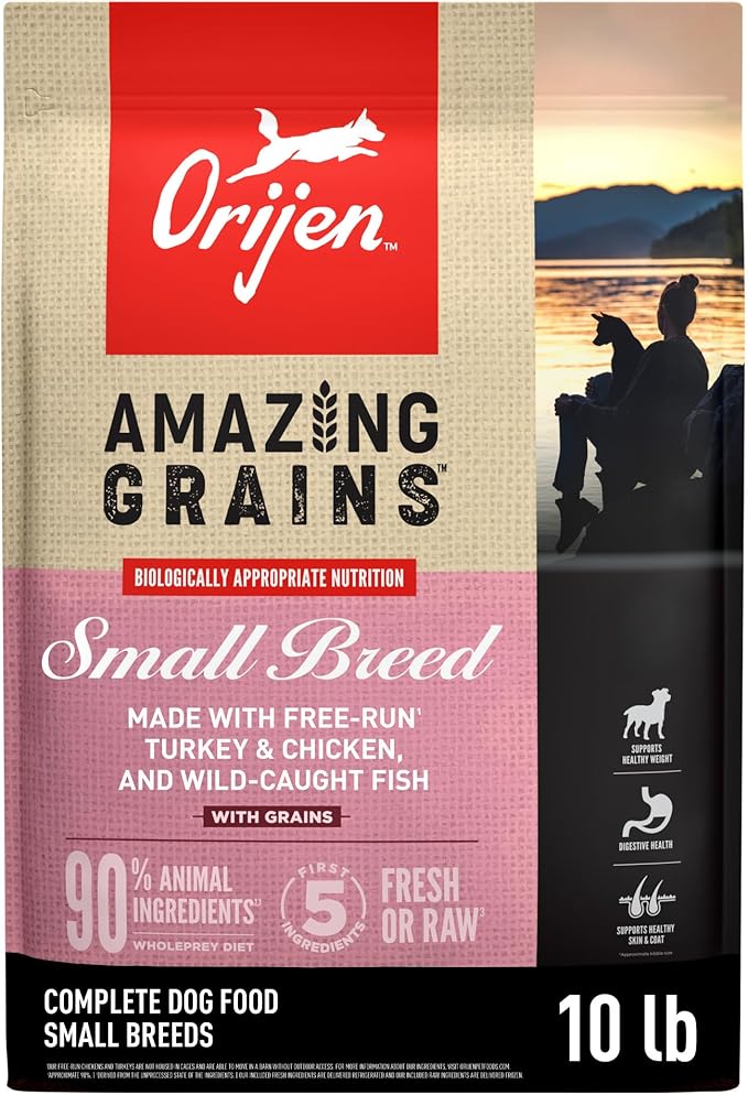 ORIJEN Amazing Grains High Protein Dry Dog Food Small Breed Recipe 10lb Bag