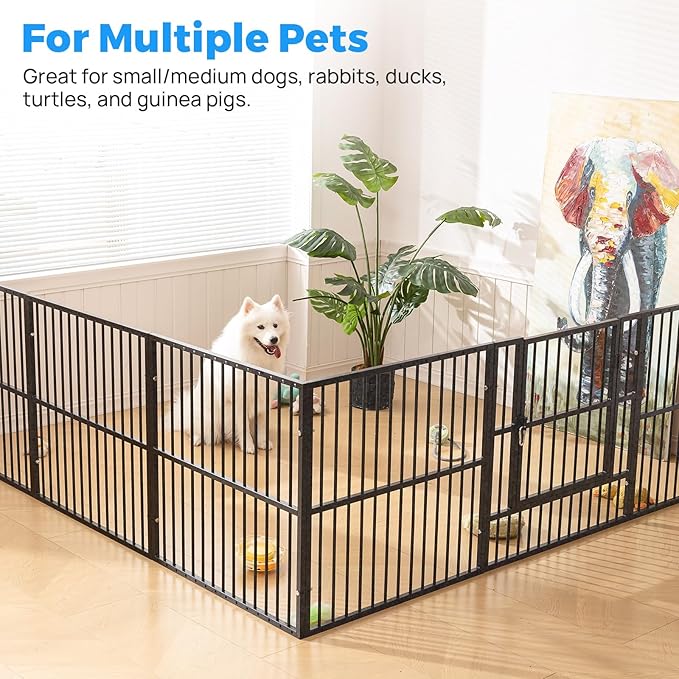 Dog Playpen - 32" Height Dog Pen, Heavy Duty Puppy Pen with Door, Safe & Sturdy, Easy Assemble for Indoor/Outdoor Pet Playpen