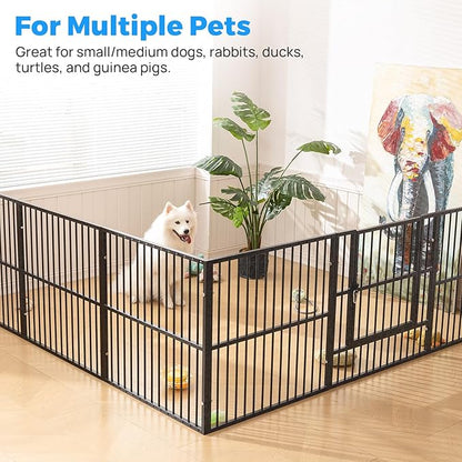 Dog Playpen - 32" Height Dog Pen, Heavy Duty Puppy Pen with Door, Safe & Sturdy, Easy Assemble for Indoor/Outdoor Pet Playpen (8 Panels with Door)