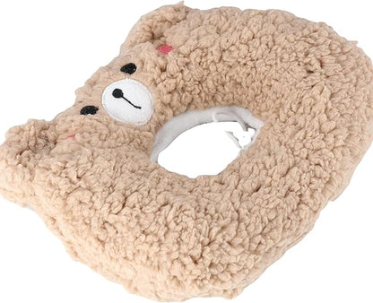 Leadigol Pet Cat Recovery Collar Soft Dog Cone Collar Anti-Lick Bear Shape Collar Plush Comfortable Wound Healing Protective Cat Collar,Neck:1.38in-3.15in