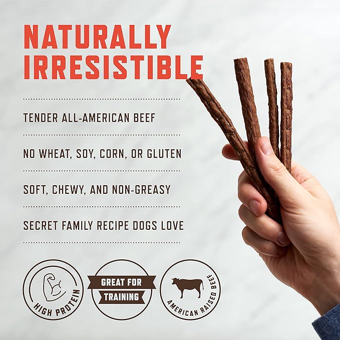 Rocco & Roxie Beef Jerky Dog Treats 1 lb | Soft Training Snacks Made in USA | High Value Beef Jerky for Dogs, Small, Large Breeds, Seniors, and Puppies | Natural Chews for Rewarding Good Behavior