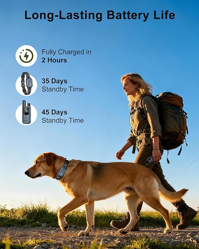 Jugbow Dog Shock Collar - 4500FT Dog Training Collar with Remote, IPX8 Waterproof Electric Dog Collar with 4 Training Modes, Security Lock, Rechargeable eCollar for 10-120lb Dogs(Light Blue)