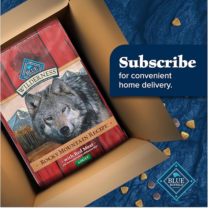 Blue Buffalo Wilderness Rocky Mountain Recipe High-Protein Adult Dry Dog Food Wholesome Red Meat, 4.5 lb Bag