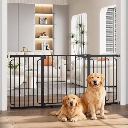 Cumbor 29.7-51.5" Baby Gate (Black) & 36.6-69" Extra Wide Dog Gate (Black) for Stairs, Doorways & Hallways