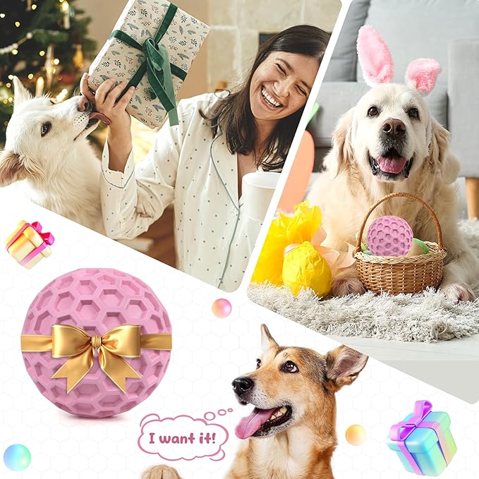 Tough Dog Chew Toys for Aggressive Chewers, Indestructible Dog Balls for Aggressive Chewers, Squeaky Balls for Dogs, Squeaky Toys for Large Dogs, Funny Heavy Duty Ball
