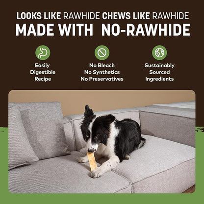 Earth Animal No Hide Strips - Natural Rawhide Free Dog Chew Strips, Pork - 4 Count
