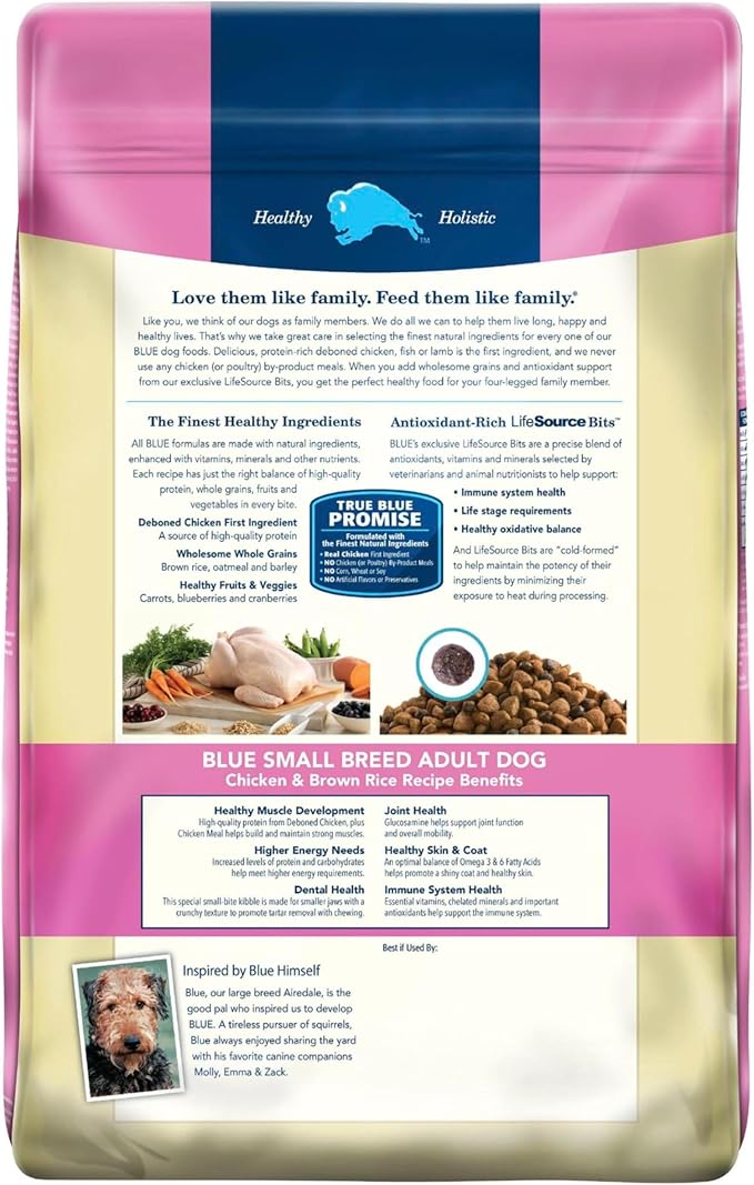 Blue Buffalo Life Protection Formula Adult Small Breed Dry Dog Food, Supports High Energy Needs, Made with Natural Ingredients, Chicken & Brown Rice Recipe, 15-lb Bag