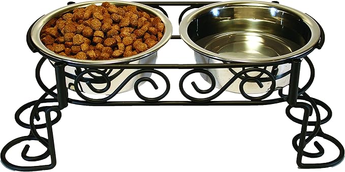 Ethical Pets Mediterranean Old World Stainless Steel Double Diner - Black 2 Quart