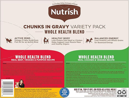 Nutrish Whole Health Blend Chunks in Gravy Variety Pack Wet Dog Food,13 oz. Can,(Rachael Ray),(Pack of 24)