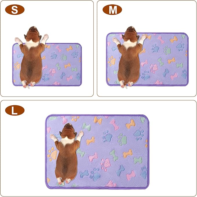 1 Pack 3 Blankets Super Soft Fluffy Premium Fleece Pet Blanket Flannel Paw Printed Throw for Dog Puppy Cat (Small 23x16'', Purple, Pink, Brown)