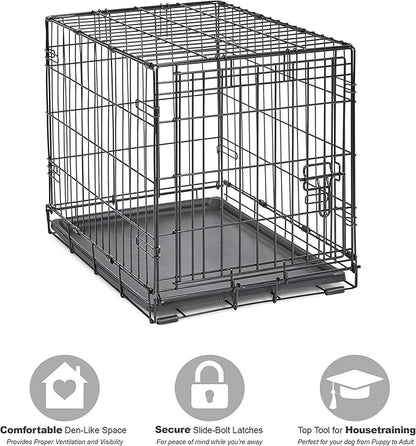 Midwest Homes for Pets 24-Inch New World Crate for Small Breeds, 12-20 lbs, Single Door Folding Dog Crate, Leak-Proof Tray & Secure Latch, Portable, Durable & Easy to Assemble