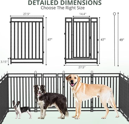 Dog Fence Outdoor Indoor, 47 Inch Height 40 Panels Dog Playpen for Large/Medium/Small Dogs Metal Dog Pen for Yard Camping and RV | Black-Silver