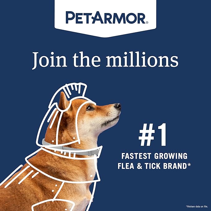 PetArmor Extend Dog Flea and Tick Treatment & Prevention Collar for Small Dogs up to 18 lbs., 8 Months of Protection, Odorless & Non-Greasy, Waterproof, Kills Fleas, Ticks, and Larvae, 1 Count