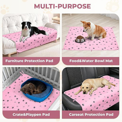 Fostanfly Washable Pee Pads for Dogs, 2 Pack Large 36"x41" Ultra-Absorbent and Leak-Proof Non-Slip Reusable Potty Training Pads for Dogs, Cats, Puppy, Potty of Add 8 Lanyards, Pink