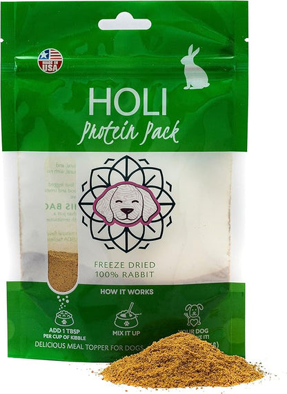 HOLI Rabbit Dog Food Topper – Freeze Dried Rabbit Dog Topper for Dry Food – Single Ingredient, Human-Grade Meal Topper for Picky Dogs – Grain Free & All Natural - 8oz