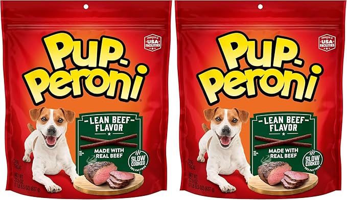 Pup-Peroni Dog Treats, Lean Beef Flavor, 22.5 Ounce, Made with Real Beef, 90% Fat Free (Pack of 2)
