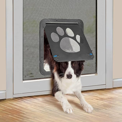 PETLESO Dog Door for Screen Door, Pet Door for Screen Lockable Pet Sliding Door for Small to Large Dogs, Inner Size 12"×14"