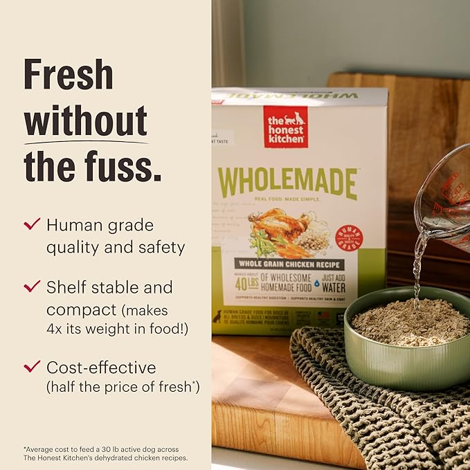 The Honest Kitchen Human Grade Wholemade™ Dehydrated Dog Food, Whole Grain Dog Food, Turkey, 2 lb Bag