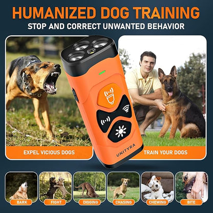 Dog Bark Deterrent Devices 3X Ultrasonic Anti Barking Device with 6 Training Modes 35FT Range Rechargeable & Humane Bark Control for Own or Neighbor’s Dog Indoor & Outdoor Use (Orange)