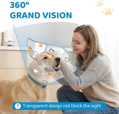 Elizabethan Dog Cone Collar, Adjustable Pet Cone to Stop Licking, Durable Plastic Neck Cone After Surgery for Small, Medium Large Dogs, Love XL