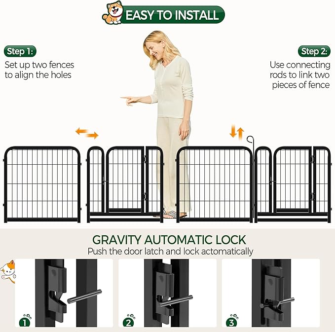 Yaheetech Dog Playpen Outdoor, 24 inch 24 Panels Dog Pen Indoor Heavy Duty Puppy Exercise Pen Metal Pet Fence for RV Camping/Yard/Garden
