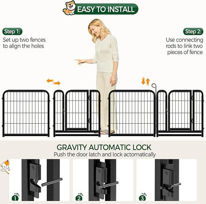 Yaheetech Dog Playpen Outdoor, 24 inch 24 Panels Dog Pen Indoor Heavy Duty Puppy Exercise Pen Metal Pet Fence for RV Camping/Yard/Garden