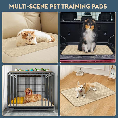 FunFurry Washable Guinea Pig Cage Liner - 4 Pack Reusable Washable Pee Pads，Waterproof Guinea Pig Bedding for Small Animal - Rabbit Bunny Hamster Puppy (Cream, 24" X 47" - 4 Pack)