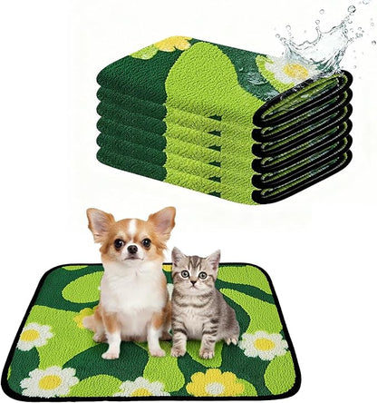 Qeils Reusable Puppy Pads for Small Dogs, Washable Pee Pads with Non-Slip , Absorbent Leakproof Mat for Crates, Playpens, Pet Beds & Whelping, Indoor Potty Training Grass Green, 18"x24", 6 Pack