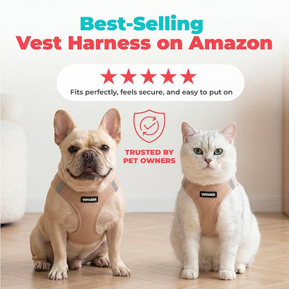 Best Pet Supplies Voyager Step-in Air Harness - All Weather Mesh, Reflective, No Pull Harness for Dogs, Cats - Secure with Hook & Loop Fastener, Buckle, Double D-Rings - Khaki, XL