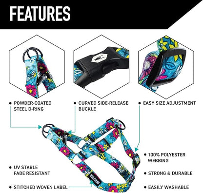 Wolfgang Heavy Duty Adjustable Dog Harness, Pull-Tested for Walking & Training, LazyDaisy Print, Medium