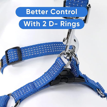Pawtitas Reflective Step-in Dog Harness – Adjustable No-Pull Vest for Puppies to Seniors, Safe & Comfortable, XS Blue