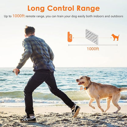 Piouns Shock Collar for Dogs, IP67 Waterproof Dog Training Collar with Remote, 3 Training Modes with Beep, Vibration, and Safe Static, Rechargeable for Large Medium