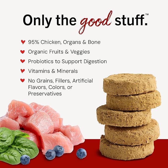 Stella & Chewy's Freeze-Dried Raw Dinner Patties - Chicken Recipe - High Protein Grain-Free Puppy & Dog Food - Perfect for Picky Eaters - 25 oz