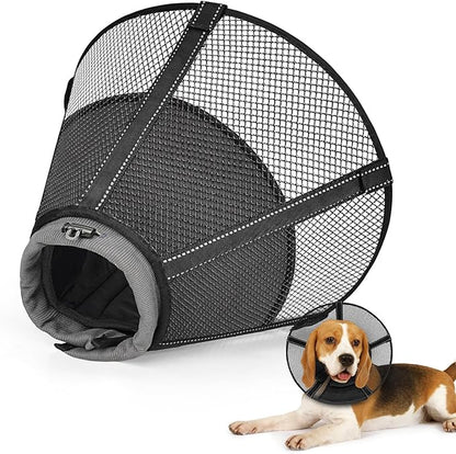 Dog Cone Collar After Surgery to Stop Licking: Soft Mesh Recovery Collar with Detachable Pad, Elizabeth Cone Alternative for Large Medium, Small Dogs, Normal Eating and Drinking (S)