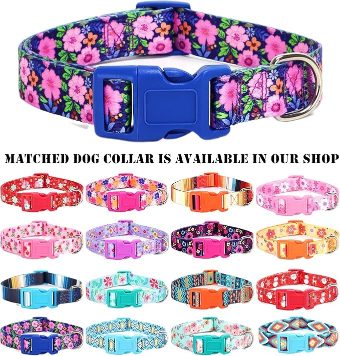 Moonpet Step in Dog Harness Leash Set- All Weather Reflective No-Pull Floral Pattern Padded Mesh Vest Harness for Cats Puppy Extra-Small Small Medium Large Dogs - Dark Flower - XL