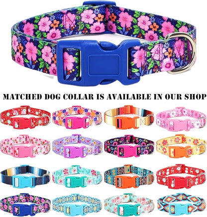 Moonpet Step in Dog Harness Leash Set- All Weather Reflective No-Pull Floral Pattern Padded Mesh Vest Harness for Cats Puppy Extra-Small Small Medium Large Dogs - Dark Flower - L