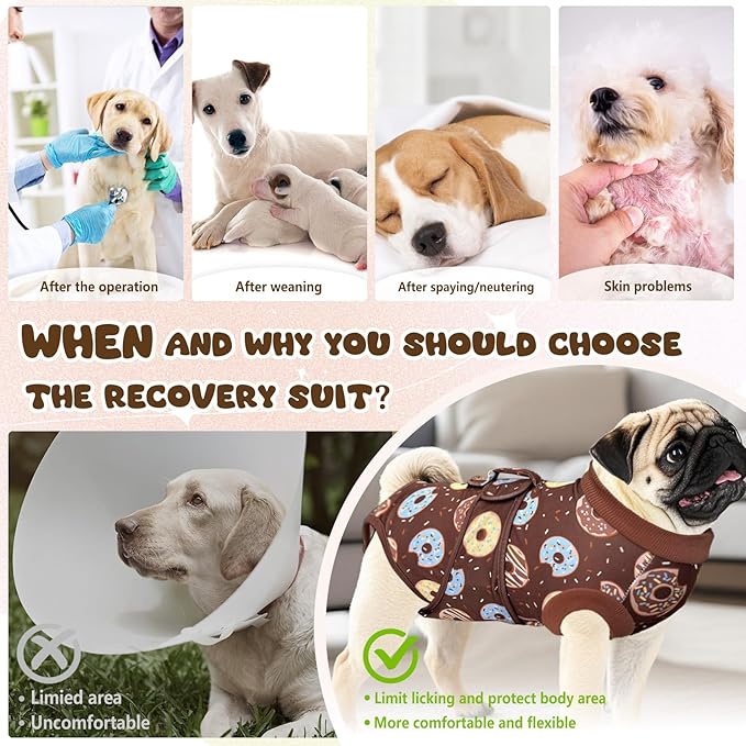 Dog Surgery Suit, Breathable Surgical Recovery Suit for Female Spay Male Neuter, Anti-Licking Surgical Recovery Suit for Abdominal Wounds Skin Disease, Brown, X-Large