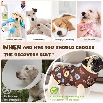 Dog Surgery Suit, Breathable Surgical Recovery Suit for Female Spay Male Neuter, Anti-Licking Surgical Recovery Suit for Abdominal Wounds Skin Disease, Brown, Small