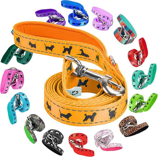 EcoBark Dog Leash - Soft & Reflective Comfort Leashes with Padded Handle - Safe, Strong, & Durable for Small, Medium or Large Dogs (Yellow)