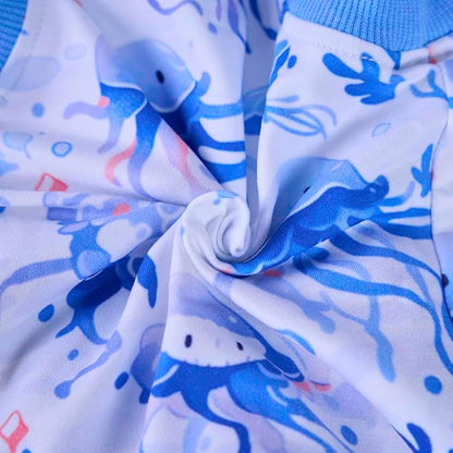 PetWarm Dog Surgery Suit, Cone of Shame Alternatives Bodysuit for Abdominal Affected Areas Sensitive Skin Areas, Anti-Licking Dog Soft, Onesies for Dogs, Marine Animal Patterns, Blue, M