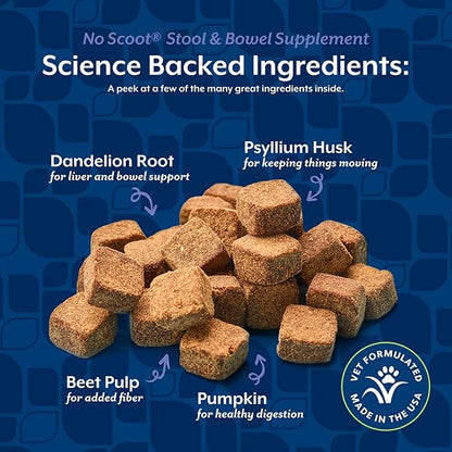 NaturVet - No Scoot for Dogs - 120 Soft Chews - Plus Pumpkin - Supports Healthy Anal Gland & Bowel Function - Enhanced with Beet Pulp & Psyllium Husk