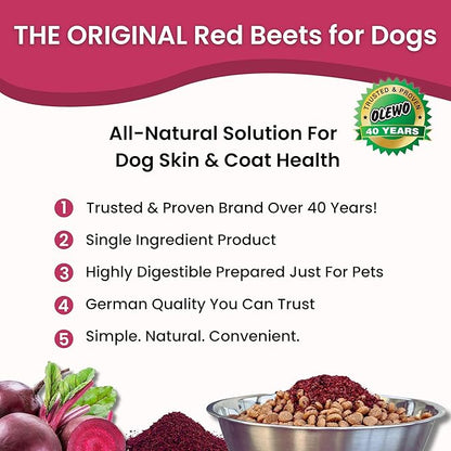 Olewo Original Red Beets for Dogs – Internal Support Dog Food Topper for Skin Sensitivity and Overall Balance, Prebiotic Fiber and Whole Food Nutrients, 2.2 lbs