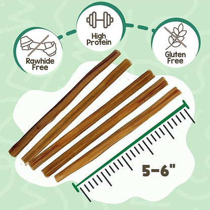 Nature Gnaws Extra Thin Bully Sticks for Small Dogs 5-6" (10 Count) - Long Lasting for Light Chewers and Puppies - Natural Beef Dog Chew Bones