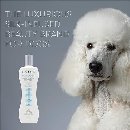 BioSilk for Dogs Puppy Tearless Shampoo, Gentle Dog Wash with Silk Proteins, Paraben and Sulfate Free Formula Helps Clean and Condition Coats for Puppies and Dogs, 12 Fl Oz