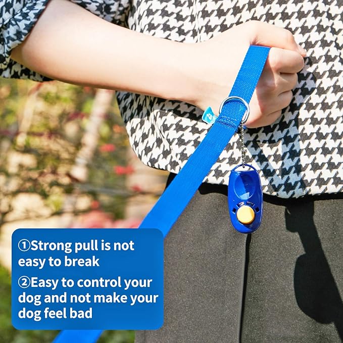 BAAPET 15/20/30/50/100 ft Long Dog Training Leash with Clickers for Small, Medium and Large Dogs or Cats (50 Feet, Blue)