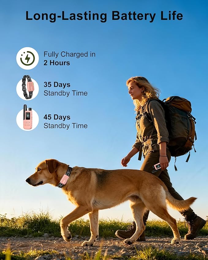Jugbow Dog Shock Collar - 4500FT Dog Training Collar with Remote, IPX8 Waterproof Electric Dog Collar with 4 Training Modes, Security Lock, Rechargeable eCollar for 10-120lbs Dogs(Pink)