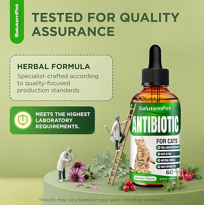 Set of Liquid Dog Antibiotics and Cat Antibiotic + Pendant – Daily Help with UTI, Cough, Runny Nose, Allergies, Wheezing – Versatile Care for Breathing System with Chicken Flavor – 2 oz x 2